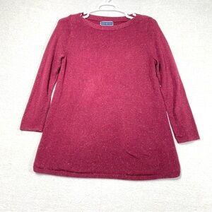 Karen Scott Tunic Sweater Women's L Merlot Neps Speckled Curved Casual Pullover
